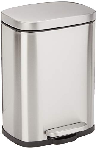 Rectangular, Stainless Steel, Soft-Close, Step Trash Can, 30 Liter / 7.9  Gallon, Satin Nickel Finished