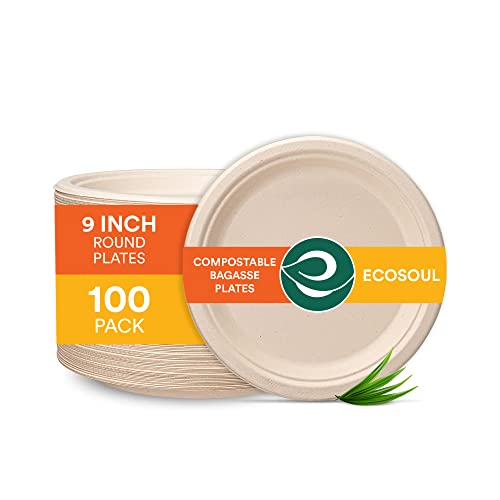 100% Compostable Paper Plates [9 in.] – 150 Disposable Plates Eco Frie –  Ecovita