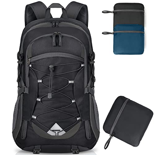 Elbourn Foldable Backpack Lightweight, Small Rucksack for Men and Women,  Waterproof Rucksack for Walking, Hiking, Cycling (Black) : :  Sports & Outdoors
