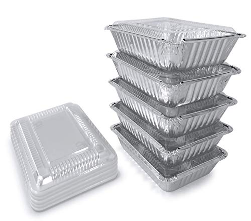 Spare Essentials 55-Pack Aluminum Foil Containers With Lids - 1 LB  Disposable Take Out Pans for Freezer Meals