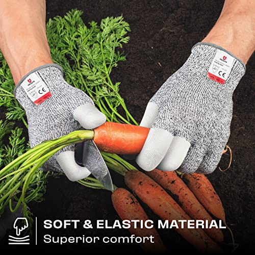 NoCry Cut Resistant Kitchen and Work Safety Gloves with Reinforced Fingers and Level 5 Protection; Ambidextrous, Machine Washable, and Food Safe.