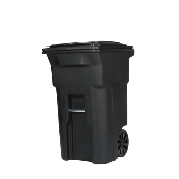 Toter 64-Gallons Black Plastic Wheeled Trash Can with Lid Outdoor