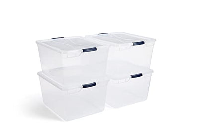  Rubbermaid Cleverstore Home Office Organization (6) 30 Qt &  (12) 6 Qt Latching Stackable Plastic Storage Tote Container with Lid, Clear