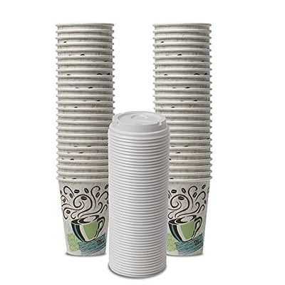 RACETOP Disposable Paper Coffee Cups 12 oz 100 Pack,12 oz White