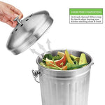 JOE&LEAH Kitchen Stainless Steel Compost Bin (0.92 Gallon) - Premium 304  Rust-Resistant Composter countertop bin with Metal lid Bucket Pail Indoor