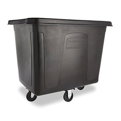 Rubbermaid 32 Gallon Gray Wheeled Rectangular Trash Can with Lid