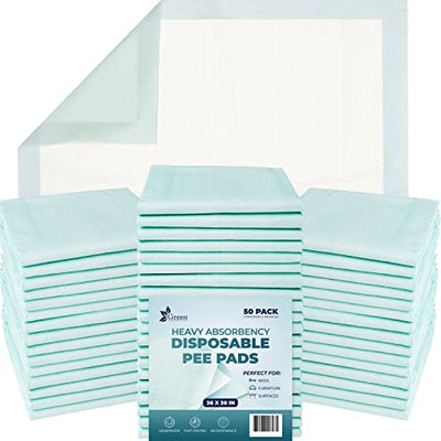 Heavy Absorbency Disposable Underpads - 36x 36 (10, 50, 100 Pack)