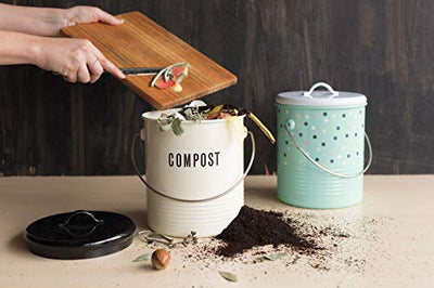  ENLOY Compost Bin, 1.3 Gallon Stainless Steel Indoor Compost  Bucket for Kitchen Countertop Odorless Compost Pail for Kitchen Food Waste  with Carrying Handle Easy to Clean: Home & Kitchen