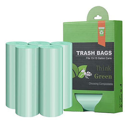 Small Trash Bags 4-6 Gallon, Inwaysin 200 Count Biodegradable Trash Bags 4 Gallon, Extra Strong Small Garbage Bags Unscented, Size Expanded, Green, Fo